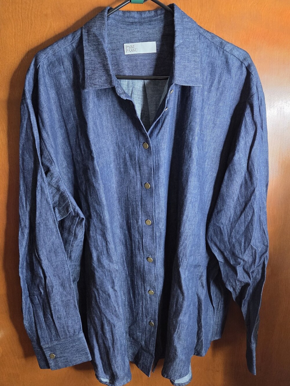 Pari Passu Tammy Denim Shirt Longsleeve Button Up Size 5(US 20) NWOT 55% hemp
